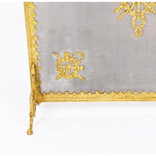 Antique Empire Revival Classical Trophies Gilt Bronze Fire Screen, 1800s For Sale - Image 10 of 14