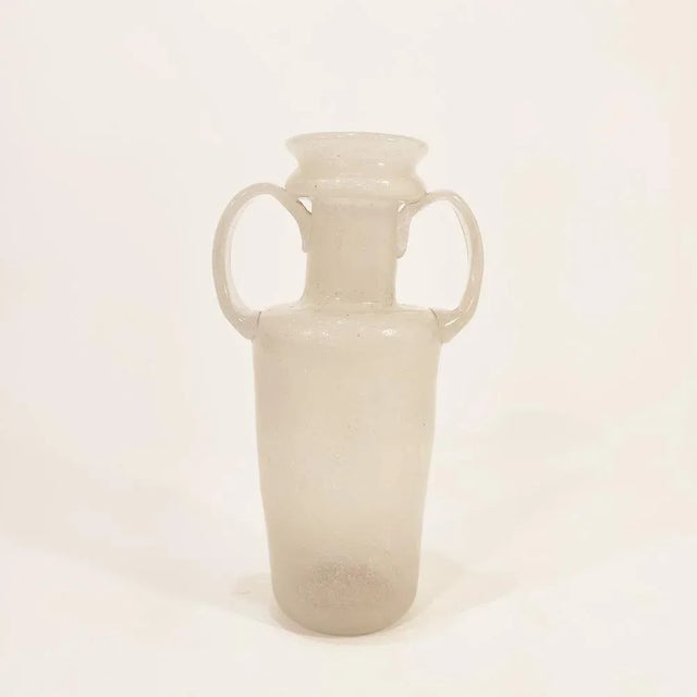 Murano crystal vase attributed to Flavio Poli and produced by vetri d’A art as the 40s. Crystal body in a nest -type milky...