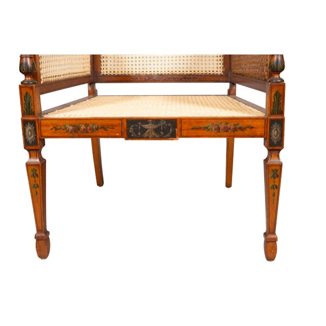 Edwardian Satinwood and Painted Armchair For Sale In Boston - Image 6 of 12