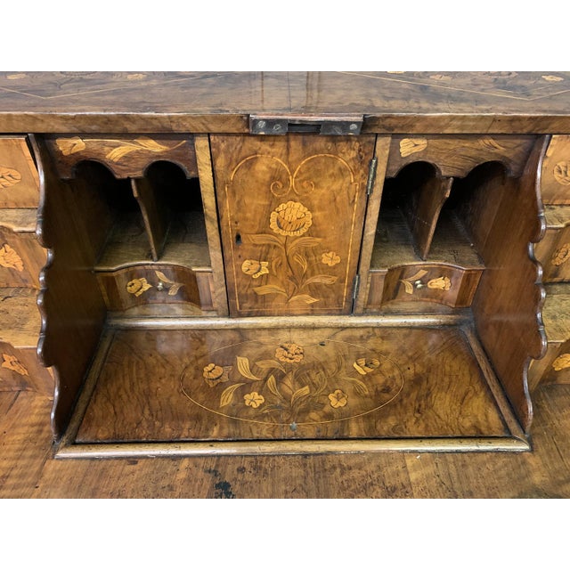 Wood Antique Dutch Walnut Marquetry Desk, 1760 For Sale - Image 7 of 14