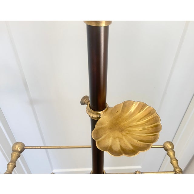 English Vintage Hollywood Regency Style Gentlemen's Brass & Decorative Iron Valet Clothing Rack For Sale - Image 3 of 10