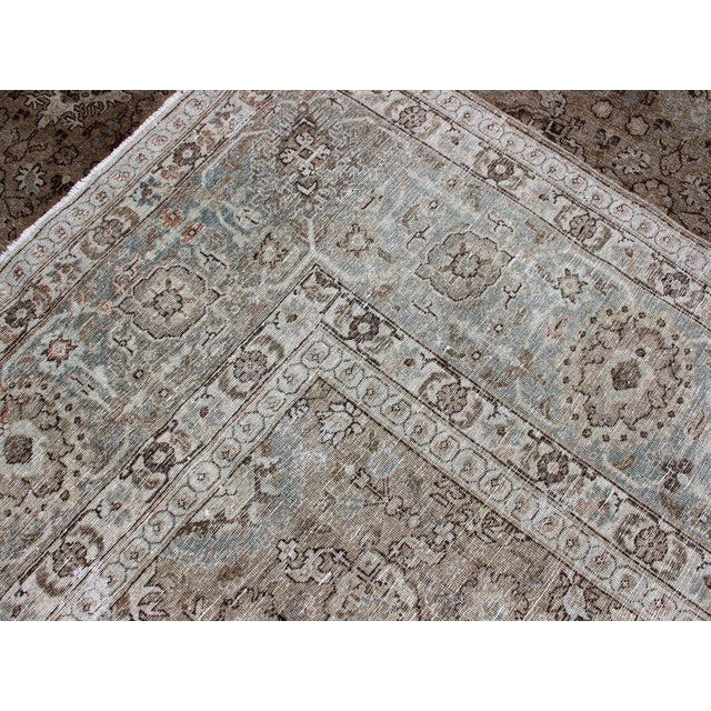 Antique Persian Tabriz Rug in Mocha, Camel, Brown, Gray and Light Blue 9'3 X 13 For Sale - Image 14 of 14