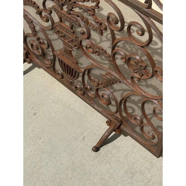 Metal Vintage Cast Iron Decorative Fireplace Screen For Sale - Image 7 of 10