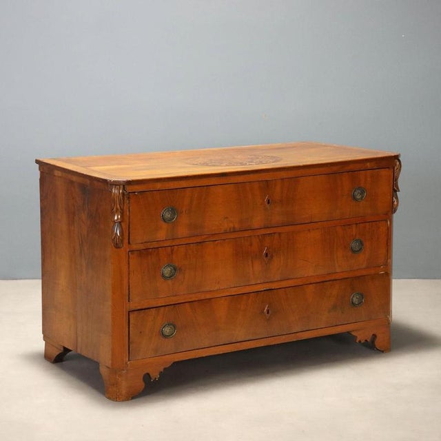 Early 20th Century Walnut Chest of Drawers with Central Inlay For Sale - Image 12 of 12