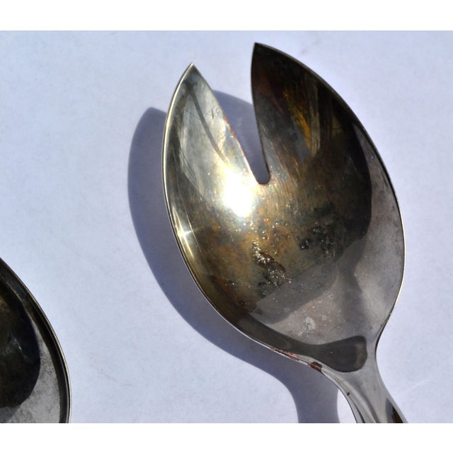 1960s Christofle Hotel Style Serving Silverplate Spoons Faceted Crystal Handle - Set of 2 For Sale In Miami - Image 6 of 12