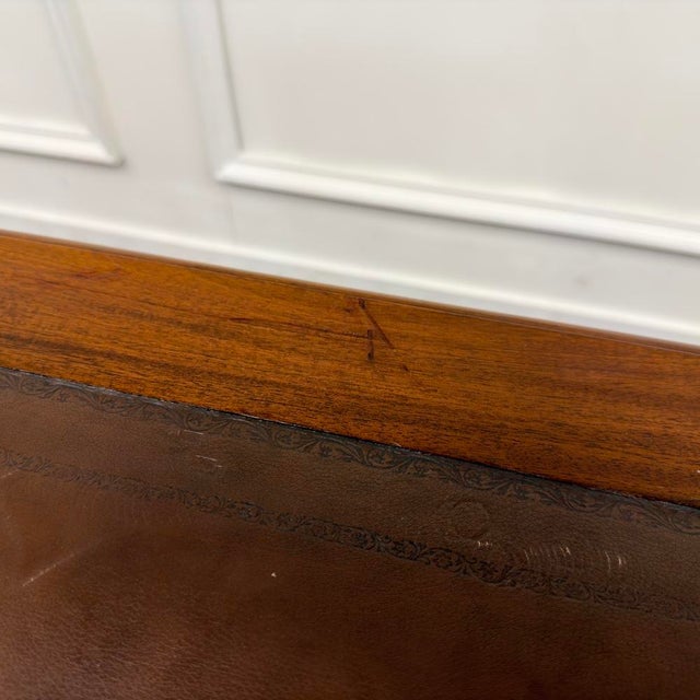 Classic English Sidetable with Brown Leather Top For Sale - Image 9 of 10