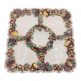 Vintage Della Robbia Style Five-Part Fruit Serving Platter, Circa 1950s–60s For Sale