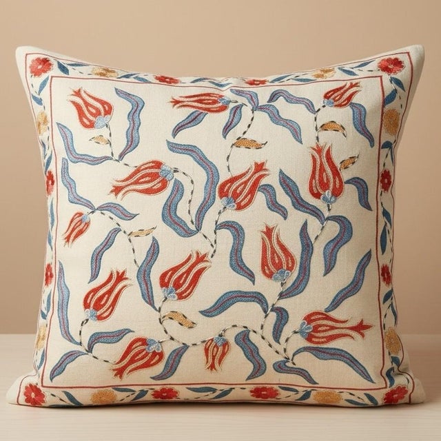 New Hand-Embroidered 100% Silk Cushion Cover – Authentic Uzbek Textile Art Elevate your home décor with this exquisite...