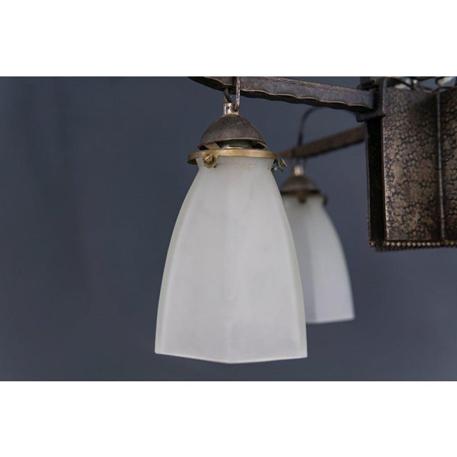Art Nouveau Forged Iron Chandelier For Sale - Image 5 of 10