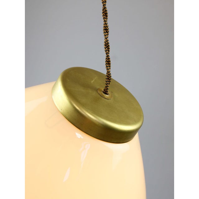 Mid-Century Modern Italian Yellow Glass and Brass Pendant Lamp, 1960s For Sale - Image 6 of 15