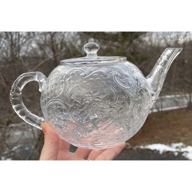 Rare & Fine Antique Hp Sinclaire American Brilliant Period Abp Cut Glass Teapot For Sale - Image 4 of 6