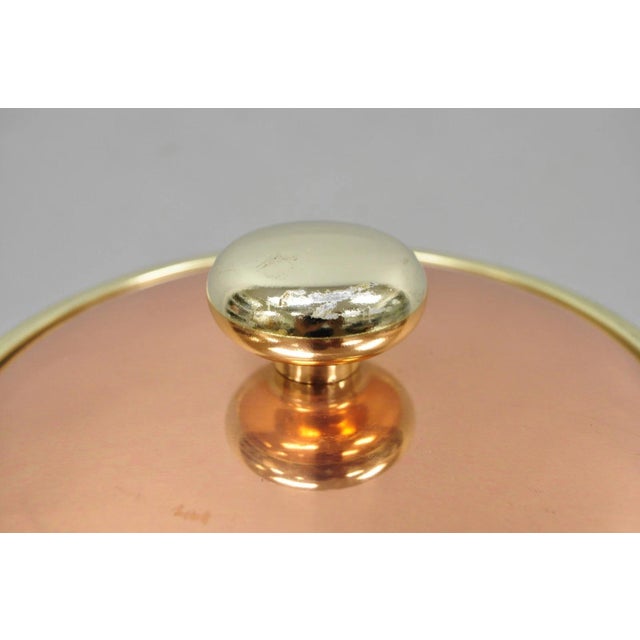 Orange Vintage Kraftware Nyc Mid Century Modern Copper and Brass Covered Bar Ice Bucket For Sale - Image 8 of 15