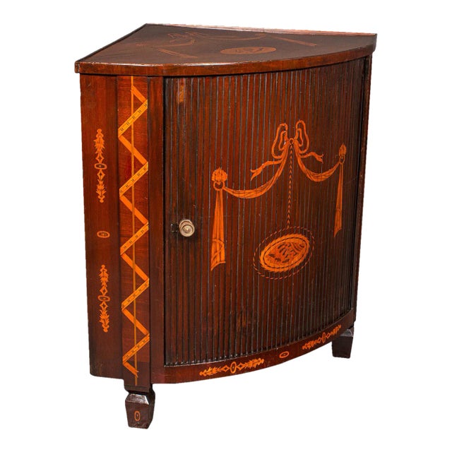 Circa 1800 Antique Tambour Corner Cabinet For Sale