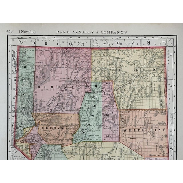 Rare & Original Antique Atlas Map of Nevada for your consideration. The map measures approx. 15 inches X 21 3/4 inches....