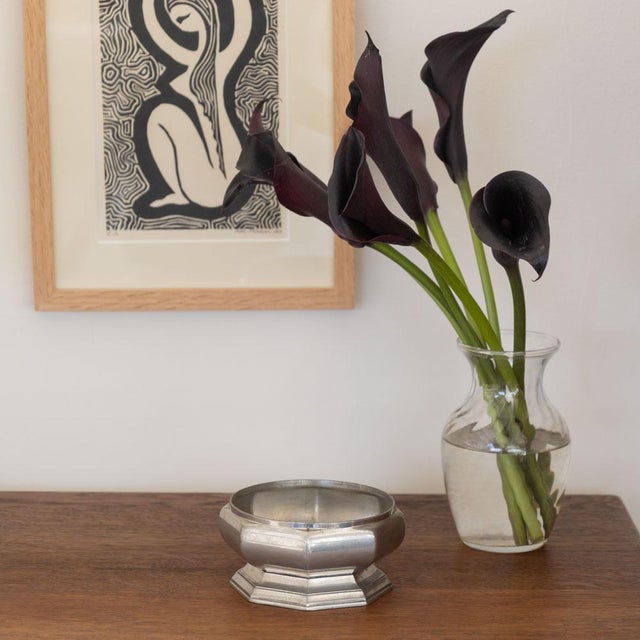 1930s French Art Deco Pewter Octagon Dish For Sale - Image 12 of 12
