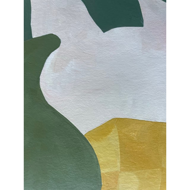 Abstract minimalist botanical acrylic painting on French hand crafted cotton paper. Framed in a gold frame. All works on...