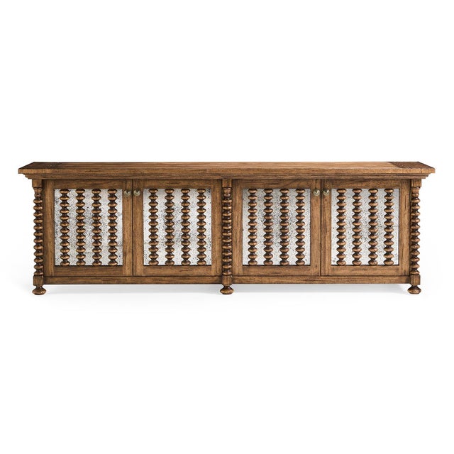 Rustic Bobbin-Turned Four-Door Entertainment Console For Sale - Image 3 of 14