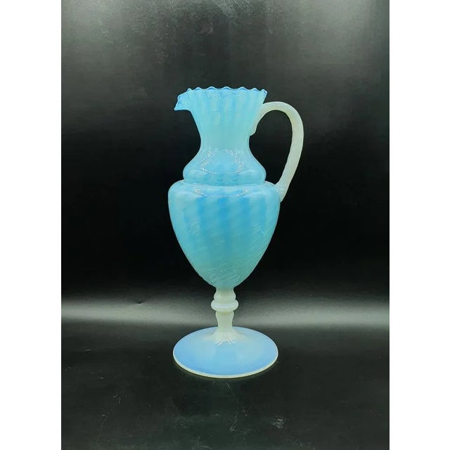 Murano Opaline Glass Jug For Sale - Image 4 of 13