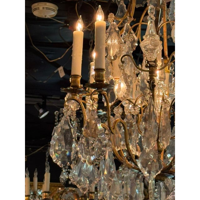 19th C. French Baccarat Manner Bronze and Crystal Chandelier For Sale In Dallas - Image 6 of 8