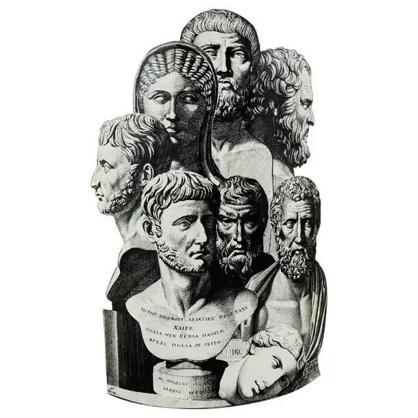 Fornasetti Neoclassical Trompe l'Oeil Teste Antiche Umbrella Stand For Sale - Image 13 of 13