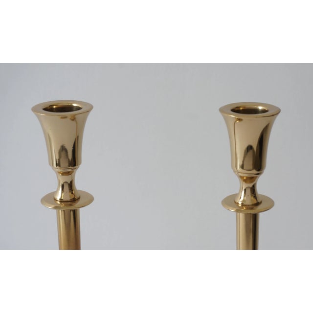 Brass Polished Brass Candlesticks Candle Holders - A Pair For Sale - Image 8 of 9