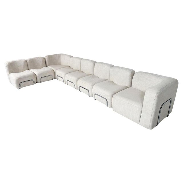 Mid-Century Modern Modular Sofa in Fabric and Chrome, 1970s. Set of 8 For Sale - Image 6 of 6