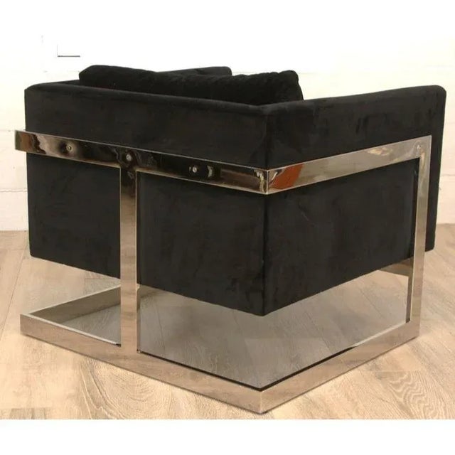 Pair of Milo Baughman Mirror Polished Nickel Cube Chairs by Thayer Coggins For Sale In New York - Image 6 of 10