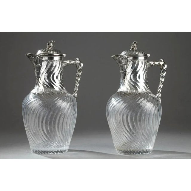 Ewers in Silver and Crystal, 19th Century, Set of 4 For Sale - Image 10 of 15