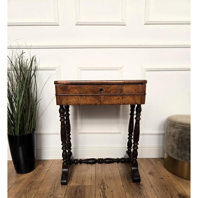 Antique Italian Burl Wood Carved Legs Sewing Side Table, 1890s For Sale - Image 5 of 10