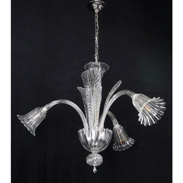 Modern Vintage Murano Style Crystal J Arms Chandelier For Sale - Image 3 of 13