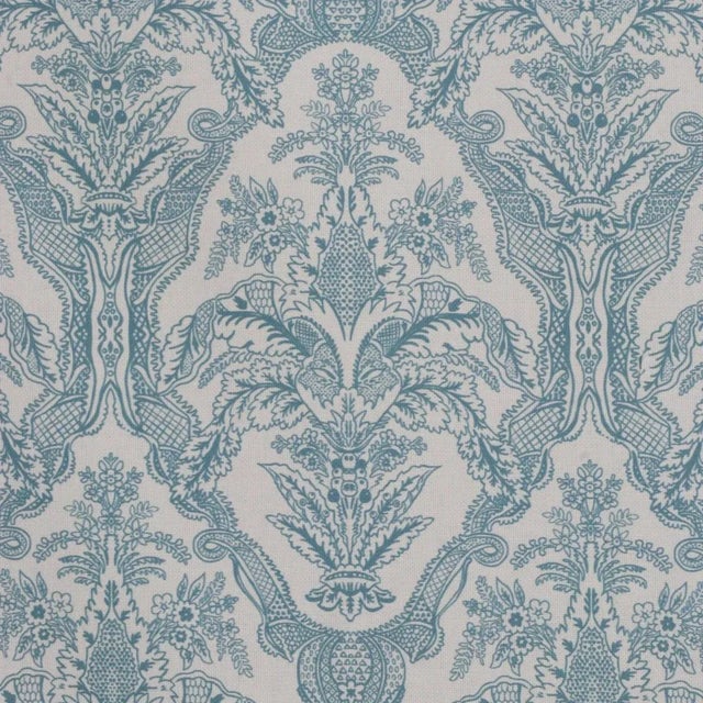 Siena Teal / White Fabric For Sale - Image 4 of 6