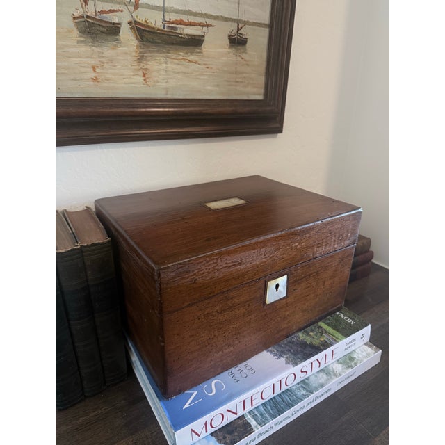 Victorian Antique Mahogany Writing Box, Victorian Document Box, Mother of Pearl Inlay, English Jewelry Box With Secret Drawer For Sale - Image 3 of 10