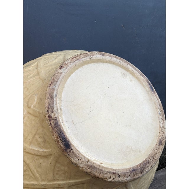Early 20th Century Antique Rustic Yellow Pottery Bowl For Sale - Image 5 of 6