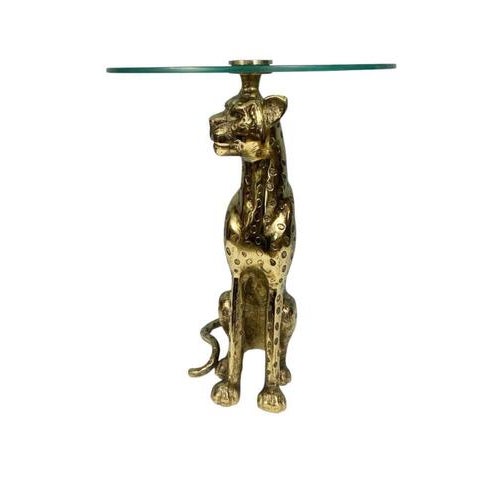 Hollywood Regency Hollywood Regency Leopard Side Table in Bronze For Sale - Image 3 of 8