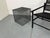 Eighties modernist black steel cubist side coffee table, 1980s
