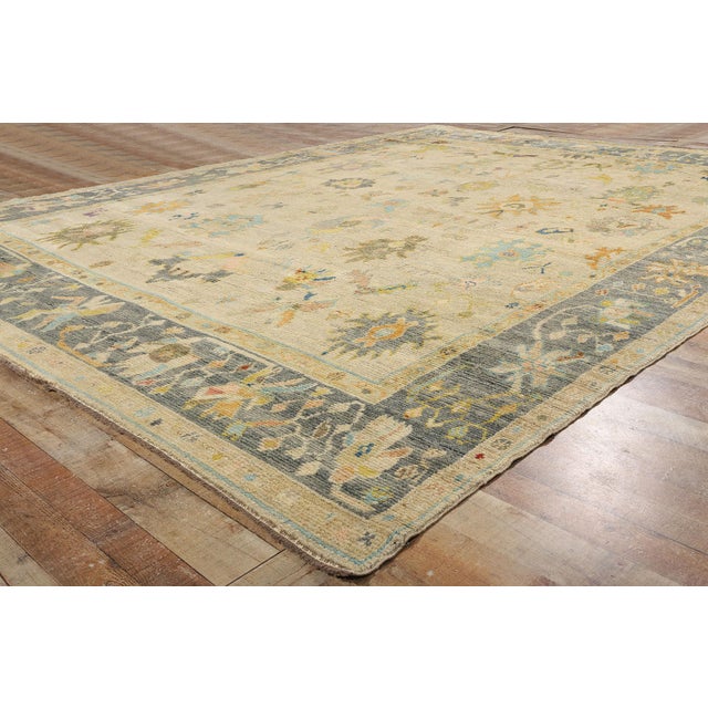 Textile Vintage Modern Turkish Oushak Rug - 10'03 X 13'09 For Sale - Image 7 of 9
