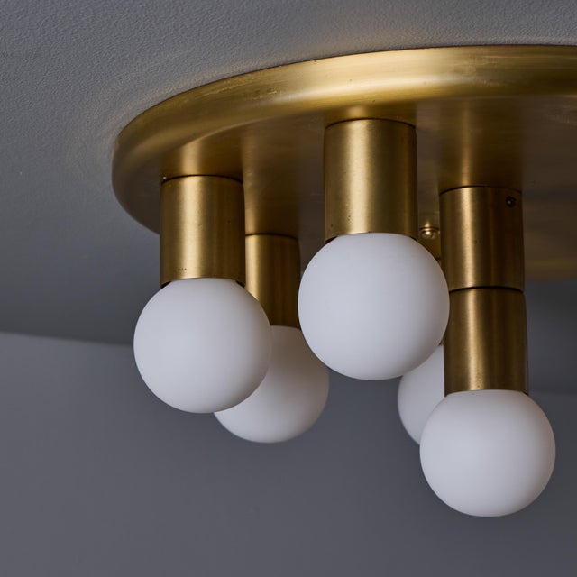 1970s Brass 8-Bulb Flush Mount Attributed to Gaetano Sciolari For Sale - Image 10 of 16