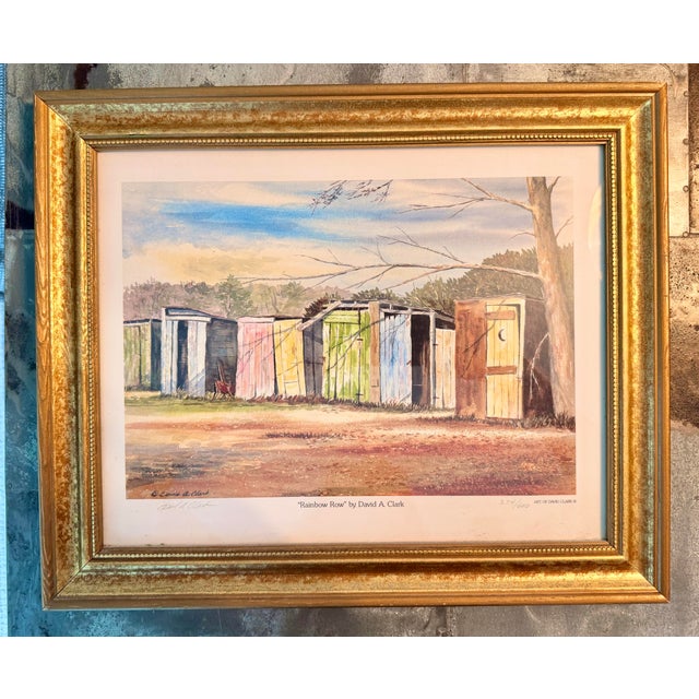 David A. Clark “Rainbow Row” Signed Limited Edition Print 374/600 in Antiqued Gold Frame For Sale - Image 9 of 12