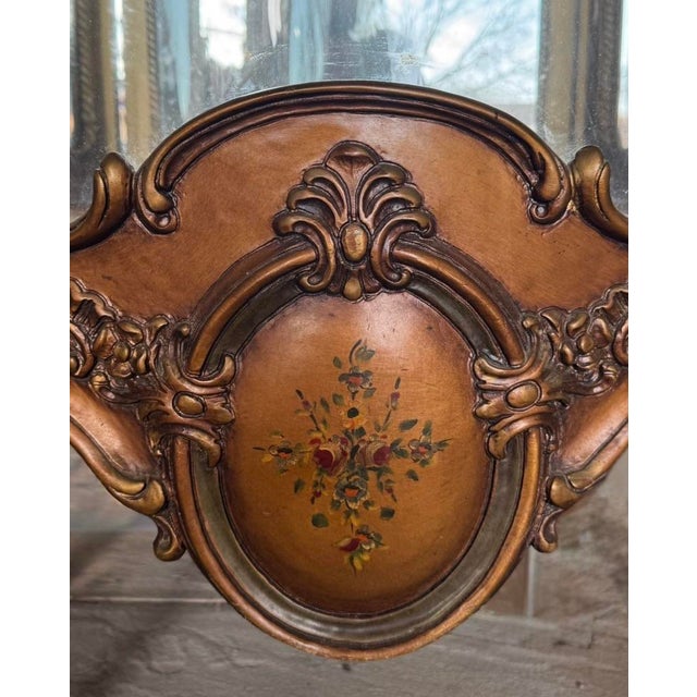 Vintage French Rococo Copper-Gilt Bow Front Tall Curio Cabinet With Mirrored Back For Sale - Image 10 of 11