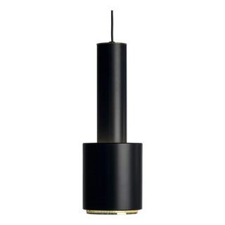 Black A110 Hand Grenade Pendant Lamp with Brass Details by Alvar Aalto for Artek, 1950s For Sale