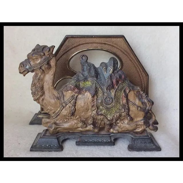 Antique Art Deco, Egyptian Revival Letter Holder With Camel, Desk Accessory For Sale - Image 4 of 5