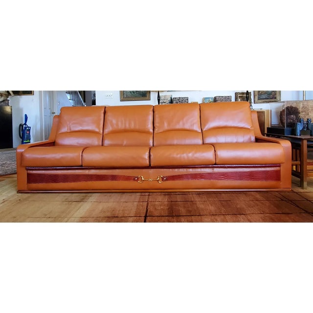 GMIS71B○Formitalia / フォルミタリア PAOLO GUCC 1980s Vintage Formitalia Paolo Gucci Leather Sofa | Chairish