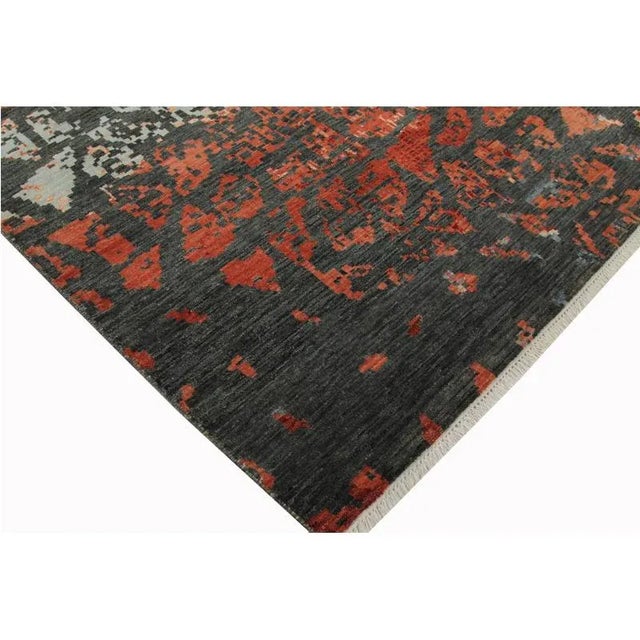 Handwoven Rust/Multi Modern Wool and Silk Area Rug 8'1" X 10'2" For Sale - Image 4 of 11