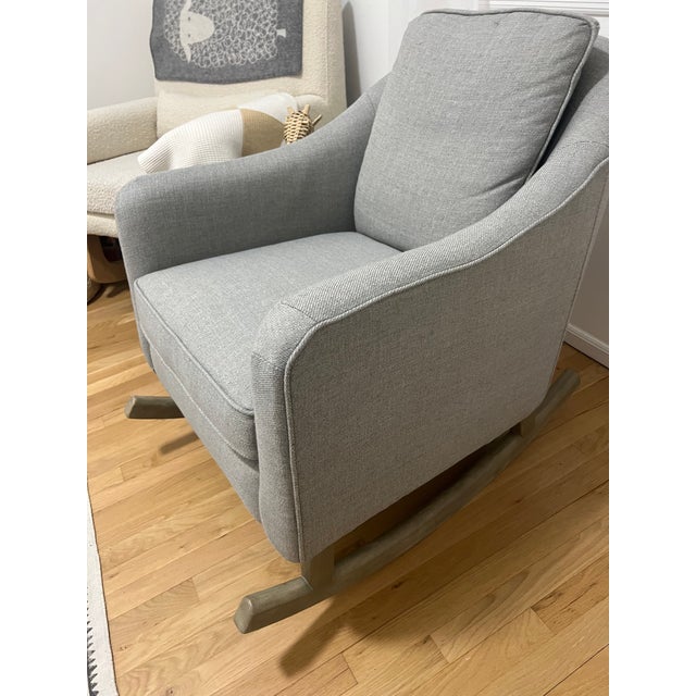 Mid-Century Modern Pottery Barn Kids Muir Light Gray Wood Nursing Chair For Sale - Image 3 of 3