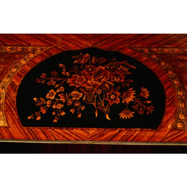 Brown Late 19th Century French Louis XVI Demi-Lune Console Table With Fine Marquetry & Gilt Bronze Caryatid Legs For Sale - Image 8 of 13