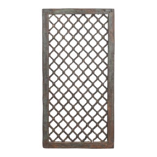 Vintage Indian Teakwood Jali Window Panel For Sale