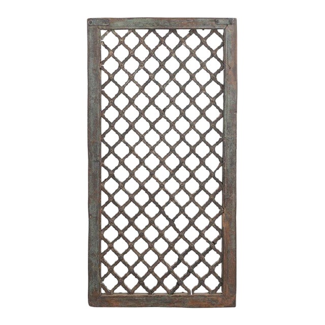 Vintage Indian Teakwood Jali Window Panel For Sale