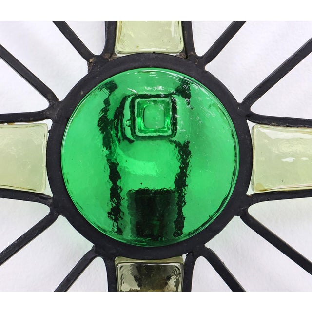 Black Danish Metal and Glass Sunburst Wall Lamp, 1960s For Sale - Image 8 of 11