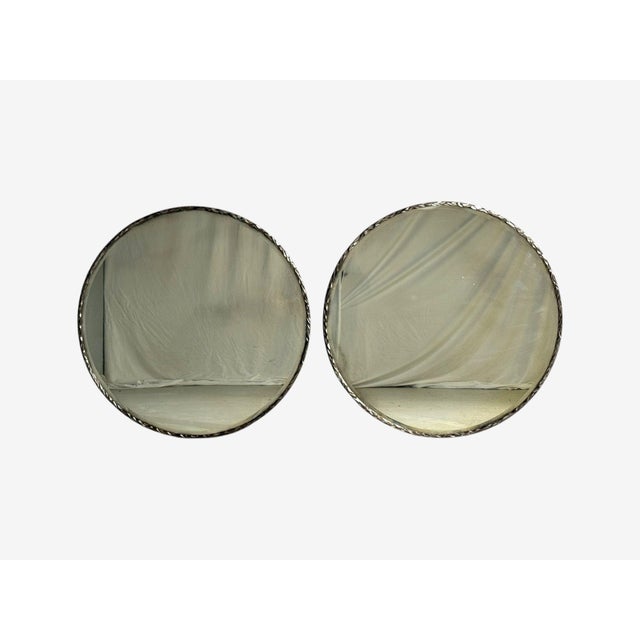Brutalist, Circular Wall Mirrors, Hammered Metal, Distressed Glass, 21st C. For Sale In New York - Image 6 of 9