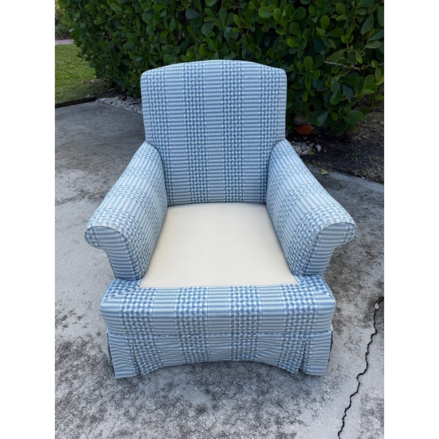 Vintage Skirted Lounge Chair & Ottoman With Carved Claw Feet For Sale - Image 12 of 17